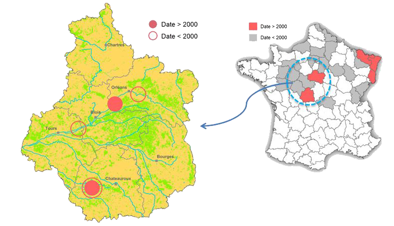 Cartes de répartition du Pélobate brun en France Région Centre Val de Loire